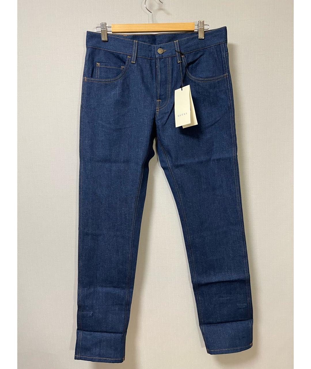 GUCCI Синие хлопковые прямые джинсы, фото 5