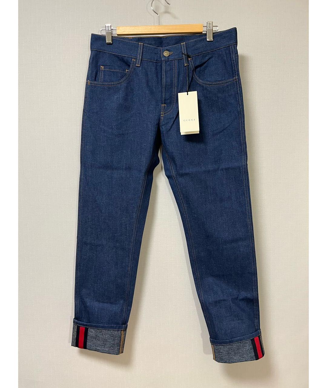 GUCCI Синие хлопковые прямые джинсы, фото 2