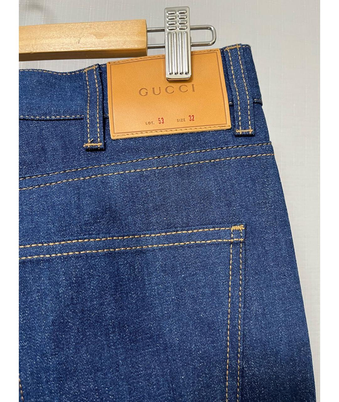 GUCCI Синие хлопковые прямые джинсы, фото 4