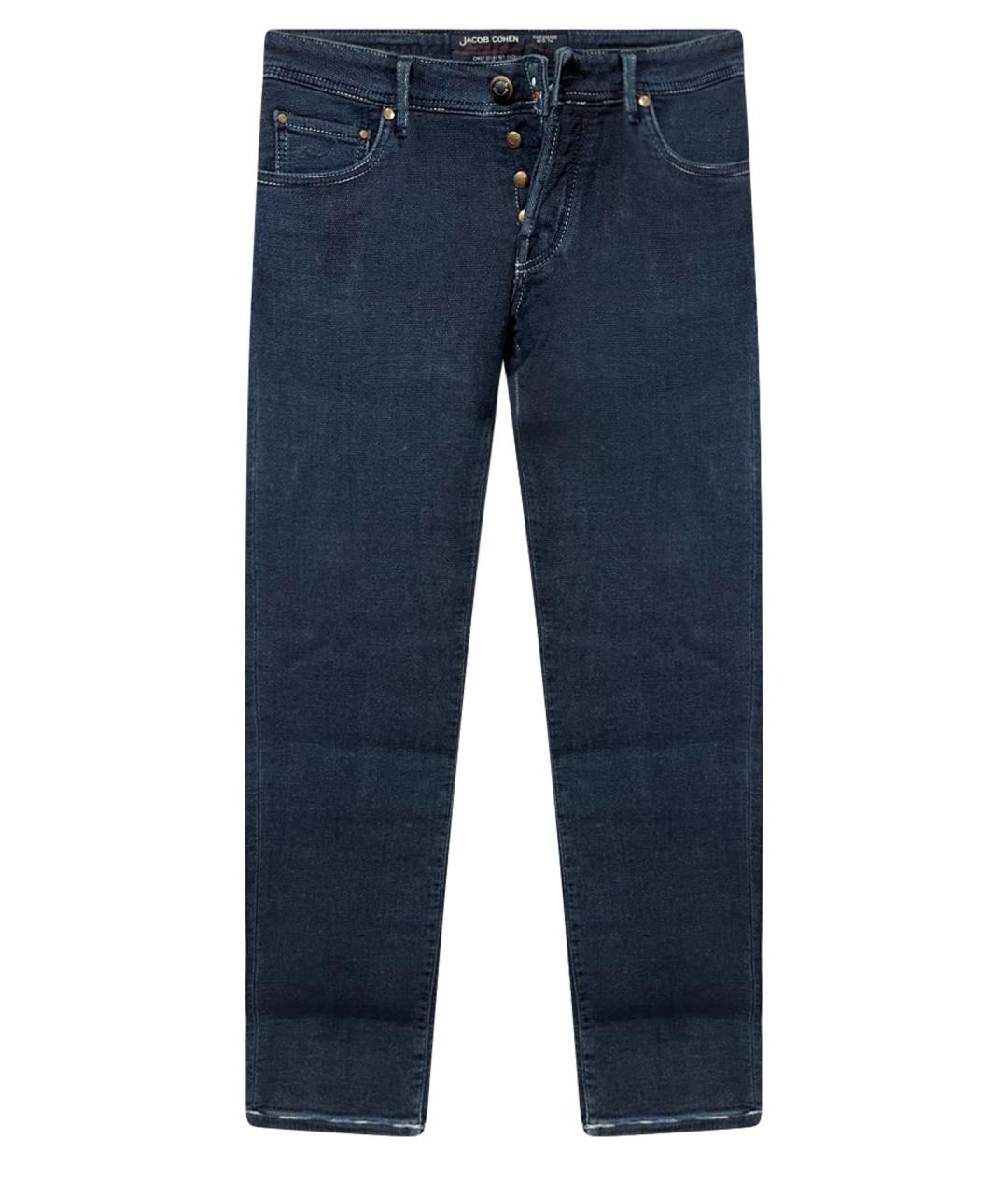 JACOB COHEN Темно-синие хлопко-эластановые прямые джинсы, фото 1