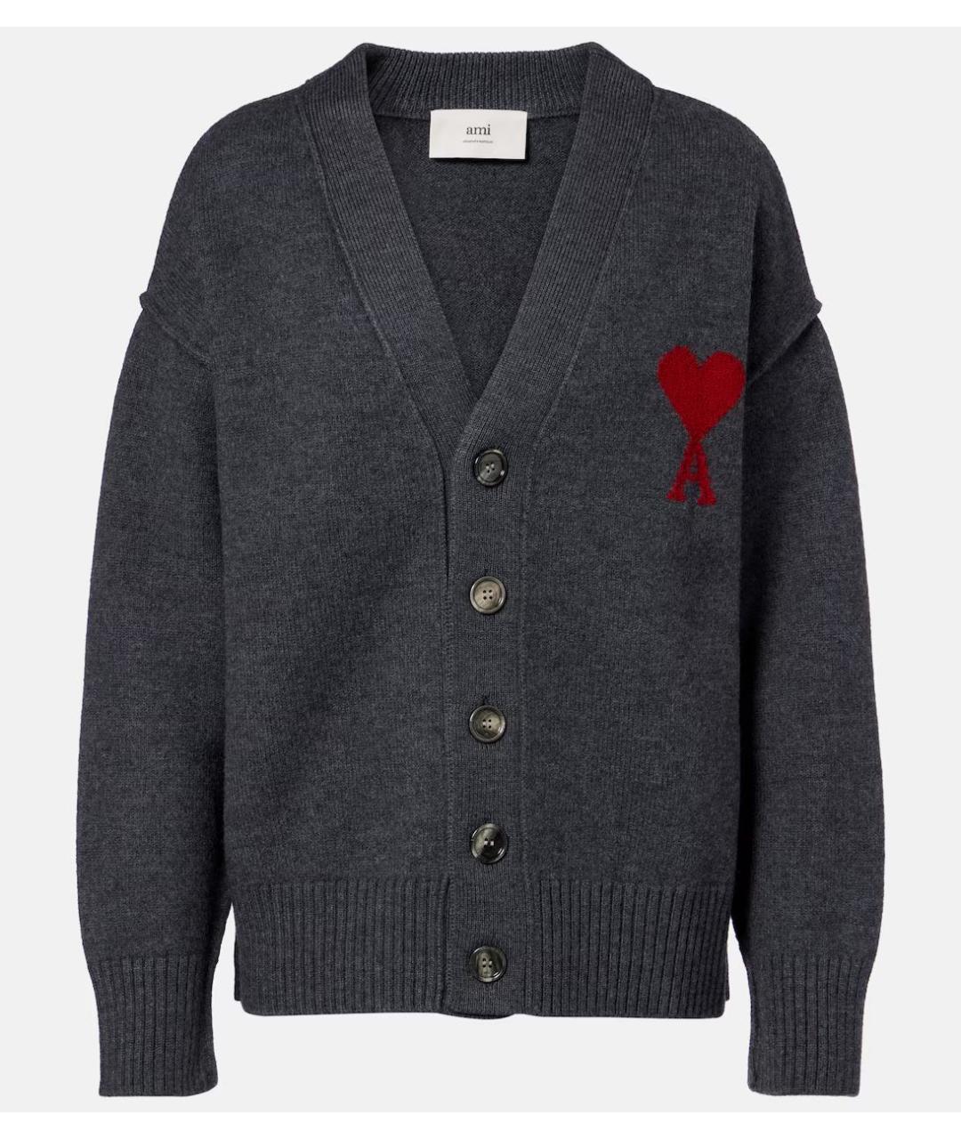 Ami Paris Серый шерстяной кардиган, фото 5