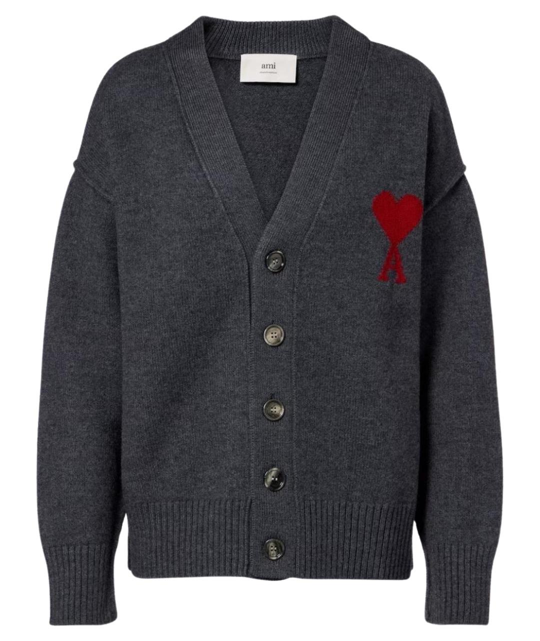 Ami Paris Серый шерстяной кардиган, фото 1