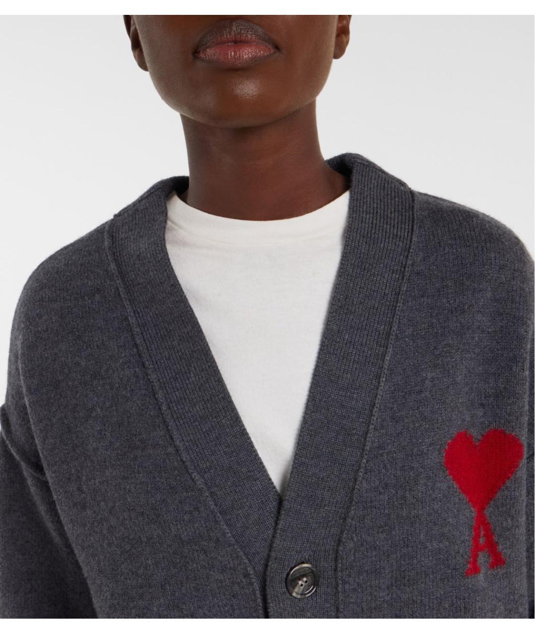 Ami Paris Серый шерстяной кардиган, фото 3