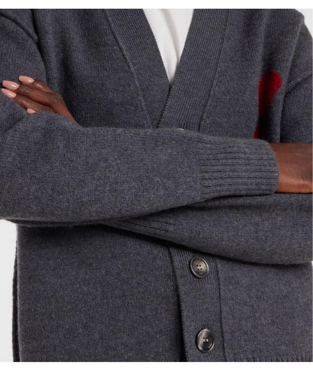 Ami Paris Серый шерстяной кардиган, фото 4