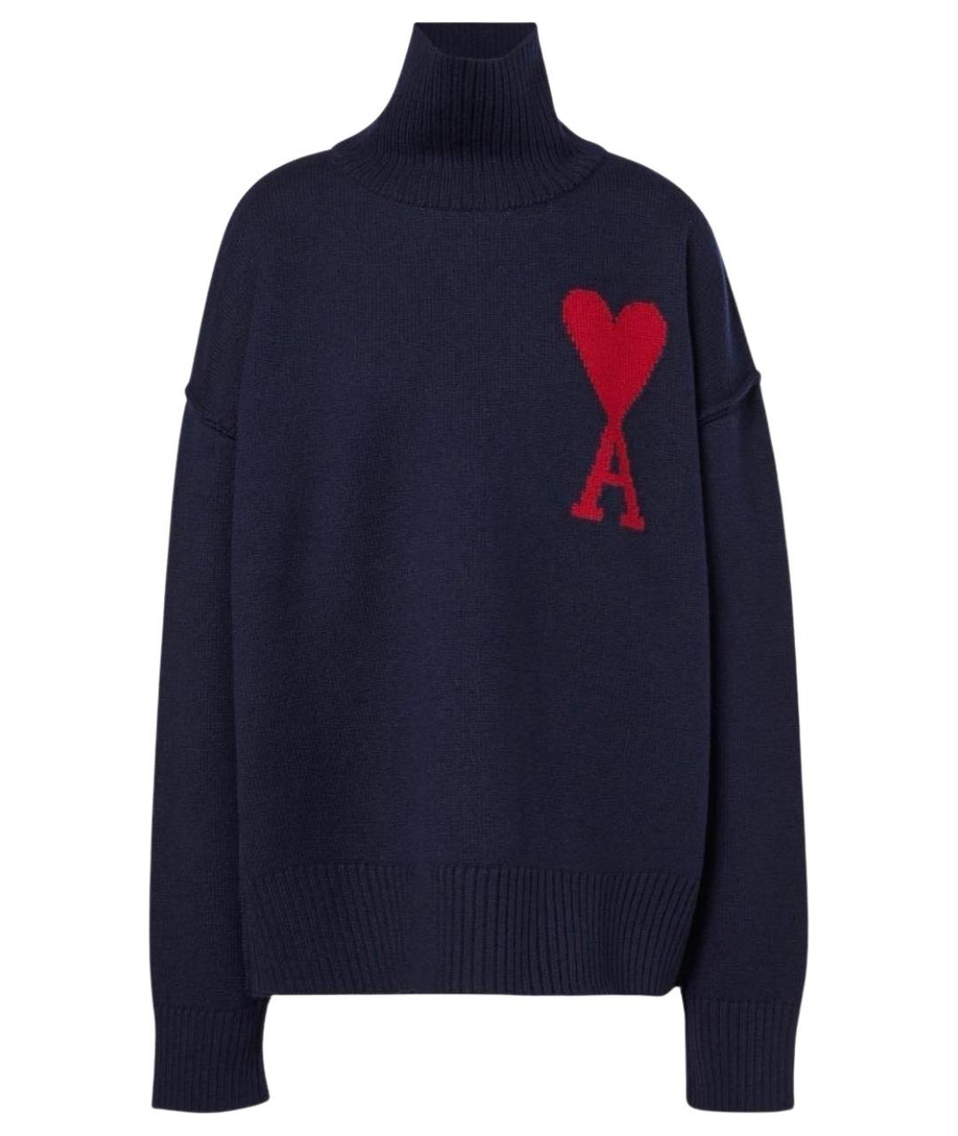Ami Paris Темно-синий шерстяной джемпер / свитер, фото 1