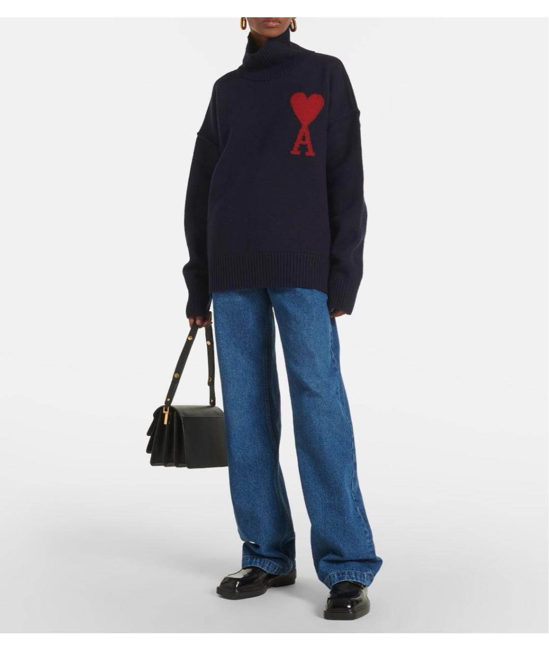 Ami Paris Темно-синий шерстяной джемпер / свитер, фото 3