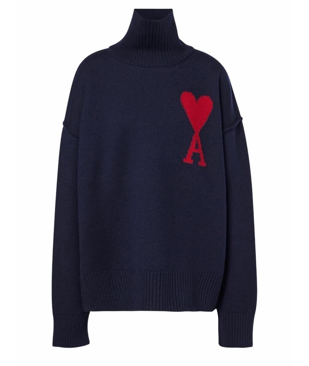 Ami Paris Темно-синий шерстяной джемпер / свитер, фото 4
