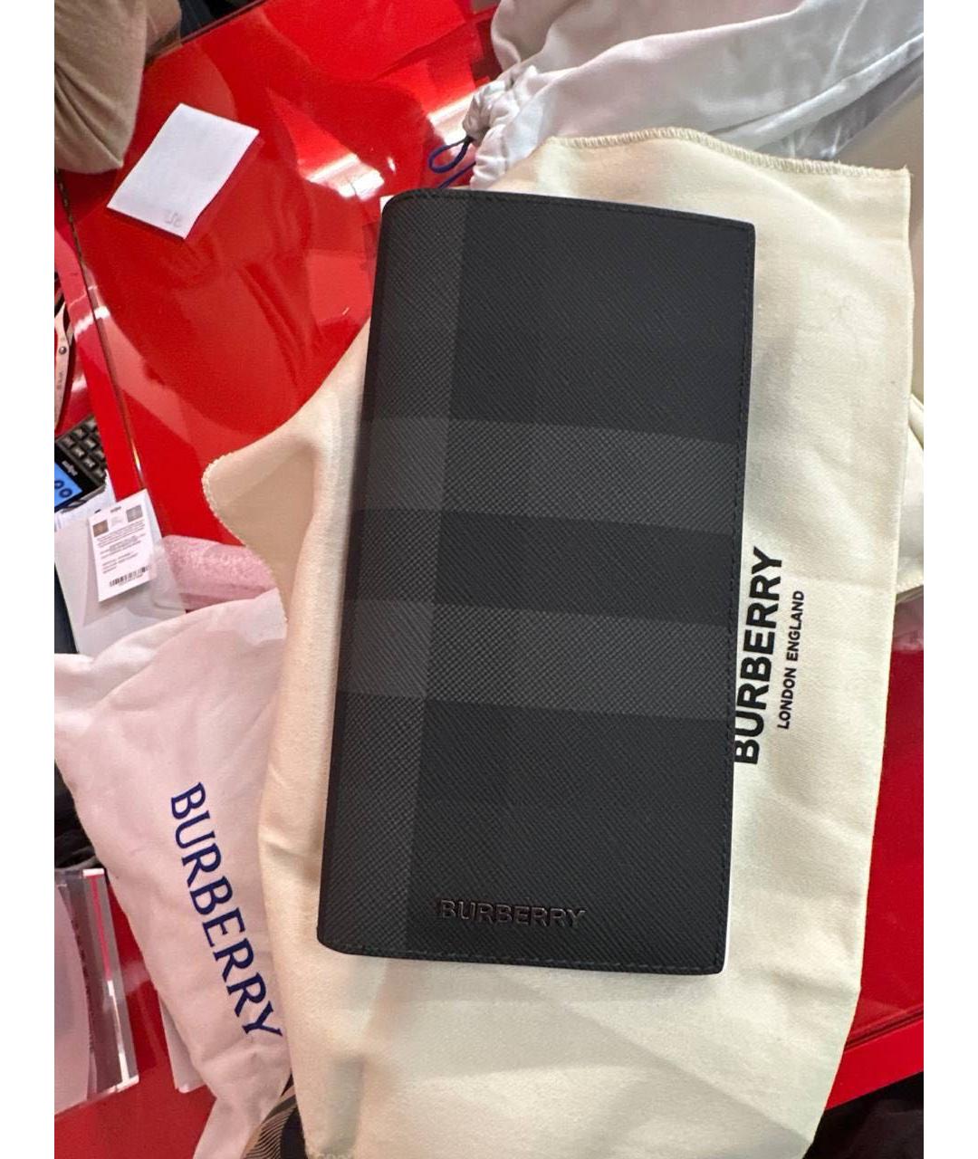 BURBERRY Серый кожаный кардхолдер, фото 4