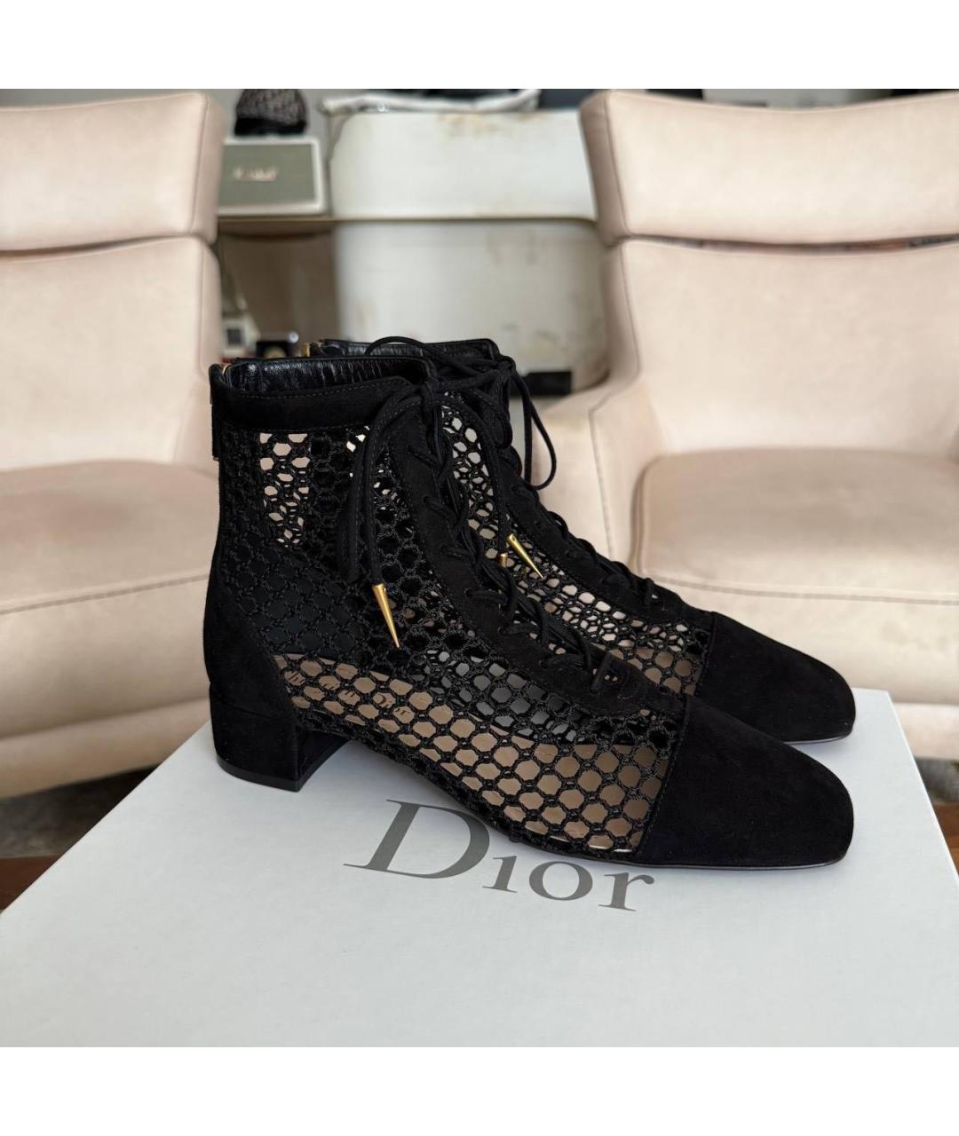 CHRISTIAN DIOR Черные замшевые ботильоны, фото 2