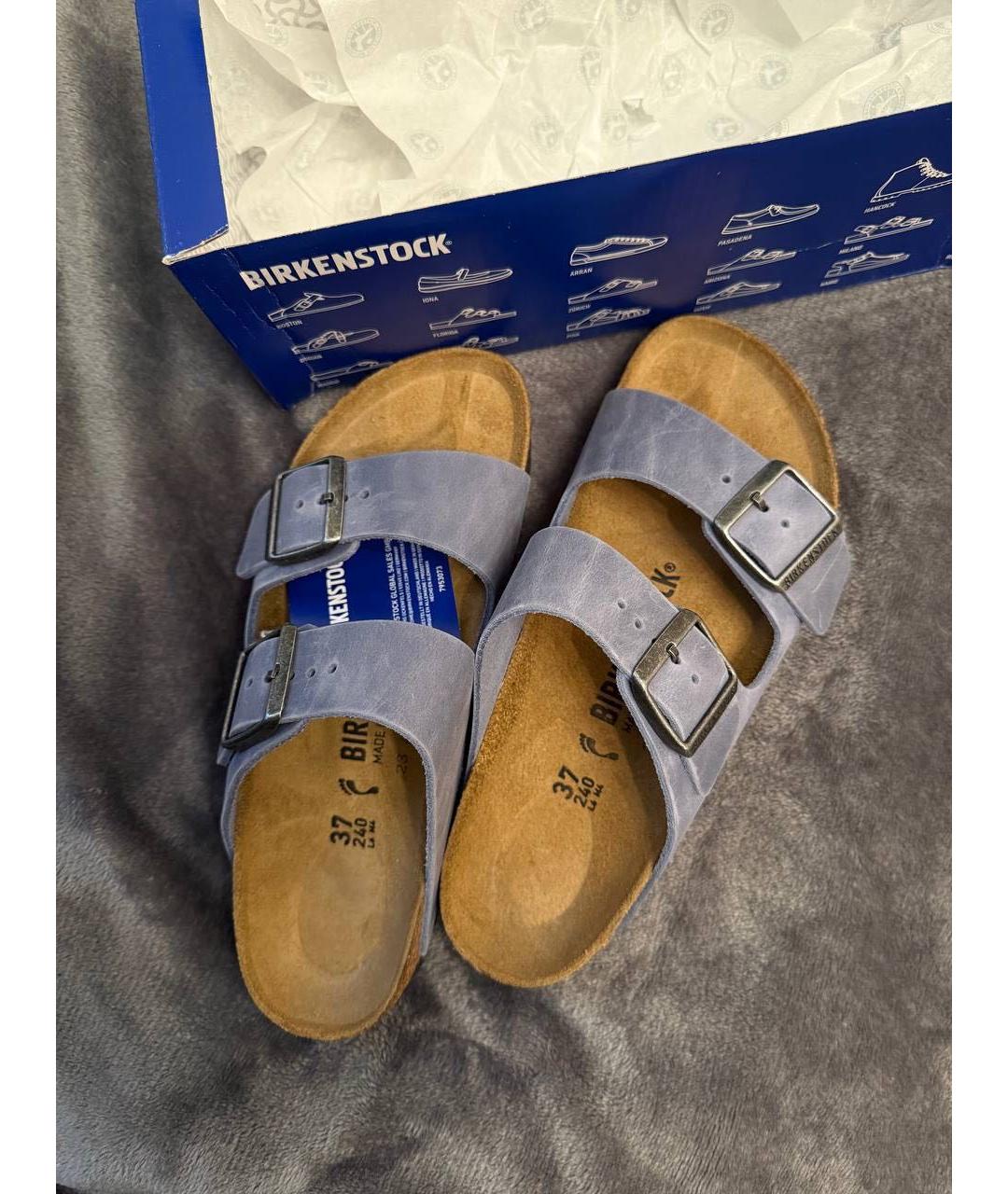 BIRKENSTOCK Голубые нубуковые сандалии, фото 2
