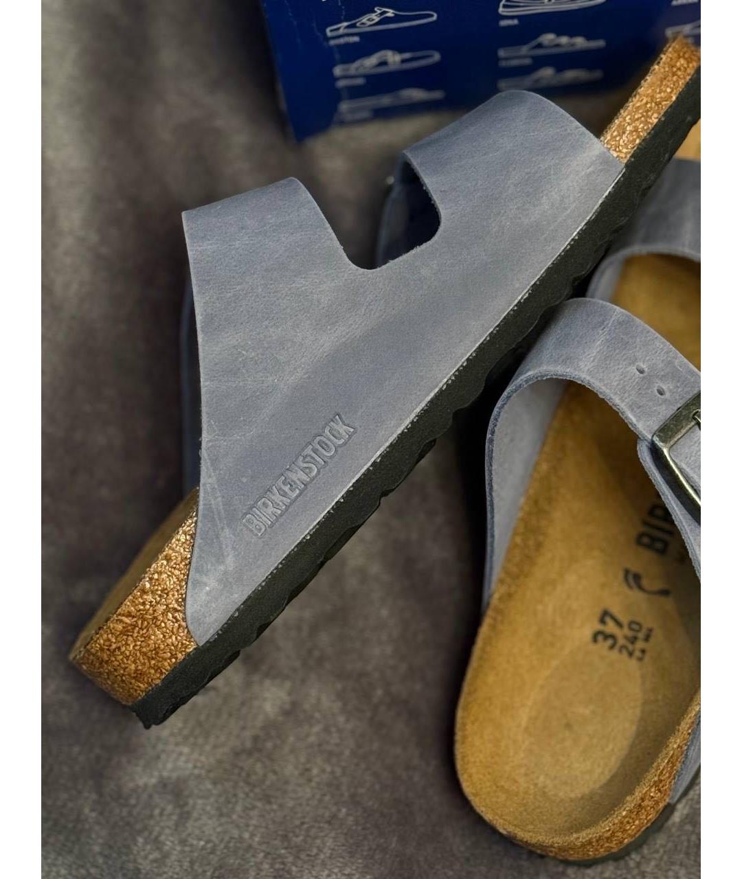 BIRKENSTOCK Голубые нубуковые сандалии, фото 5