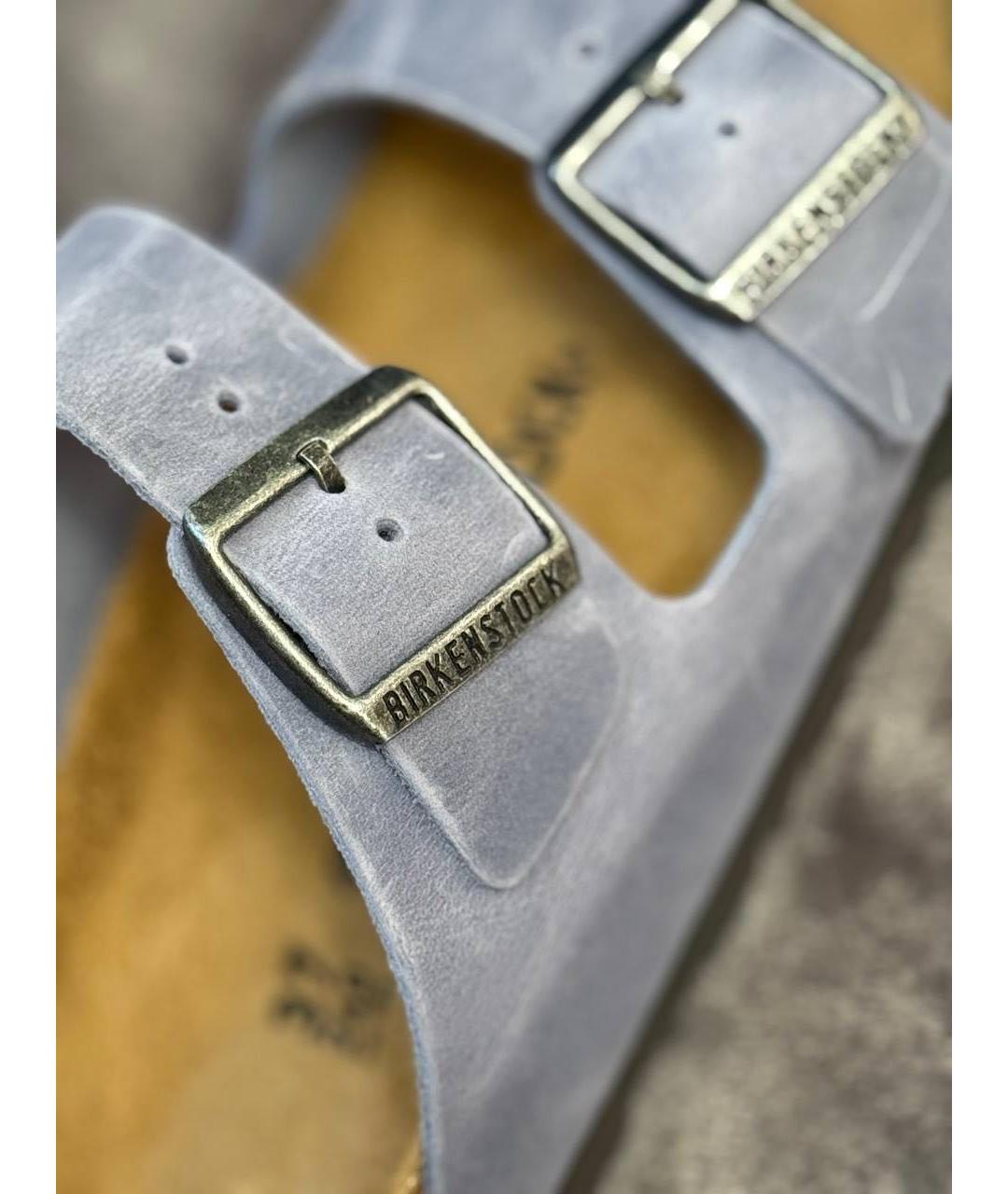 BIRKENSTOCK Голубые нубуковые сандалии, фото 3