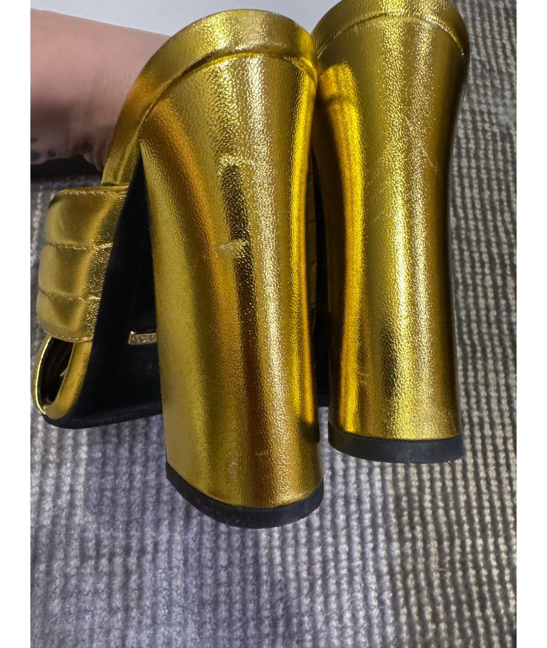 GUCCI Золотые кожаные мюли, фото 4
