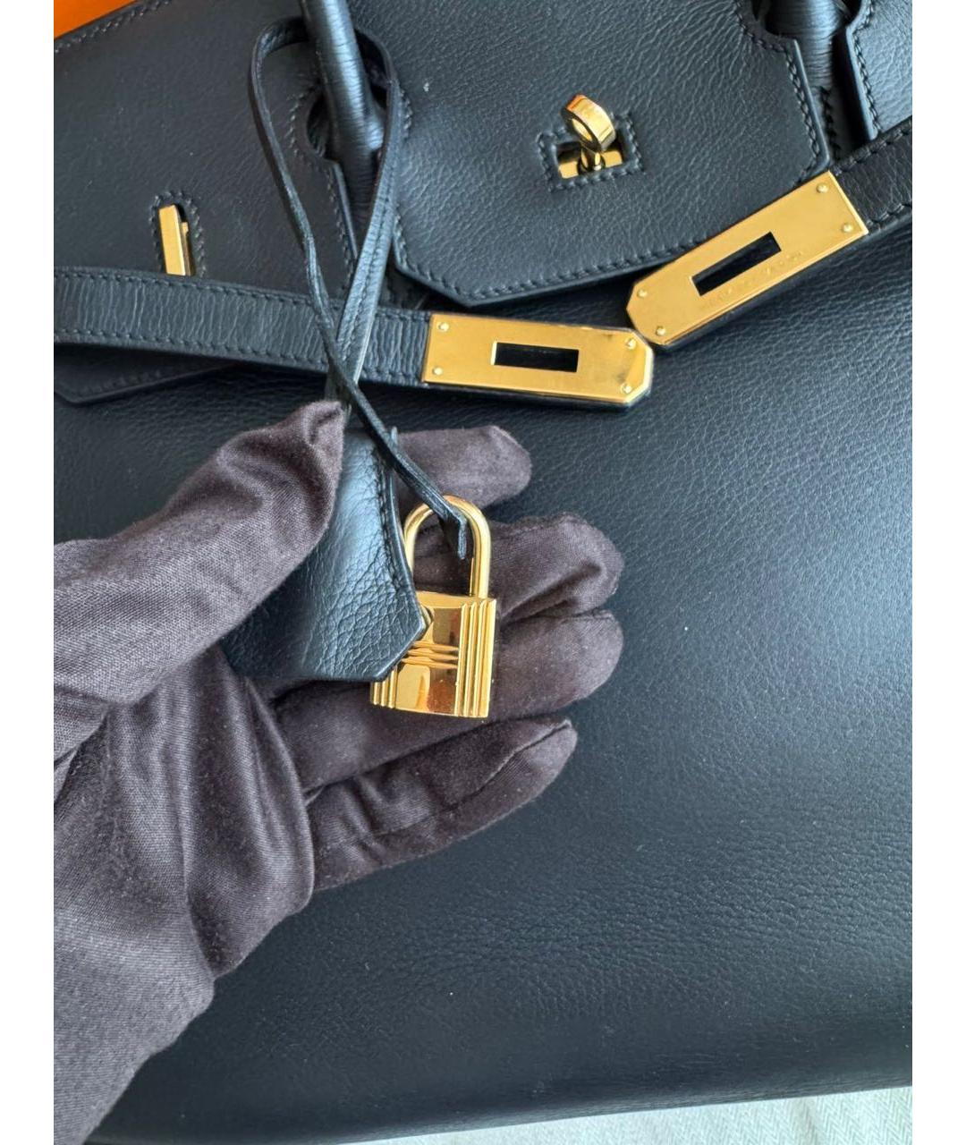 HERMES Черная кожаная сумка с короткими ручками, фото 5