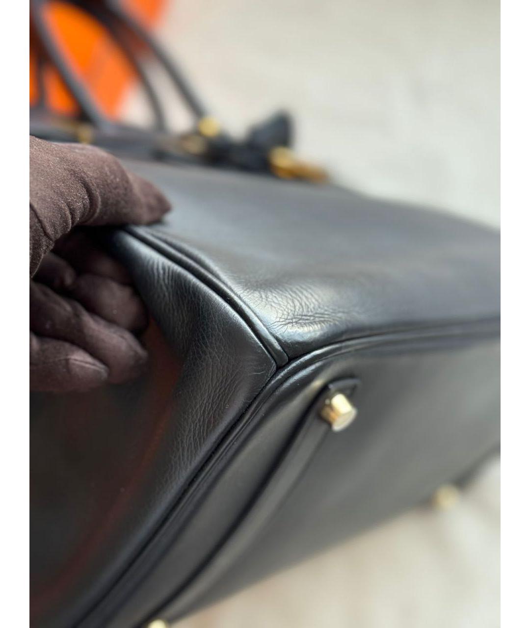 HERMES Черная кожаная сумка с короткими ручками, фото 6