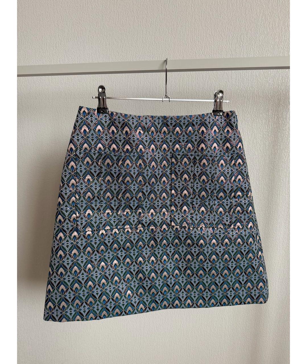 MAJE Синяя ацетатная юбка мини, фото 7