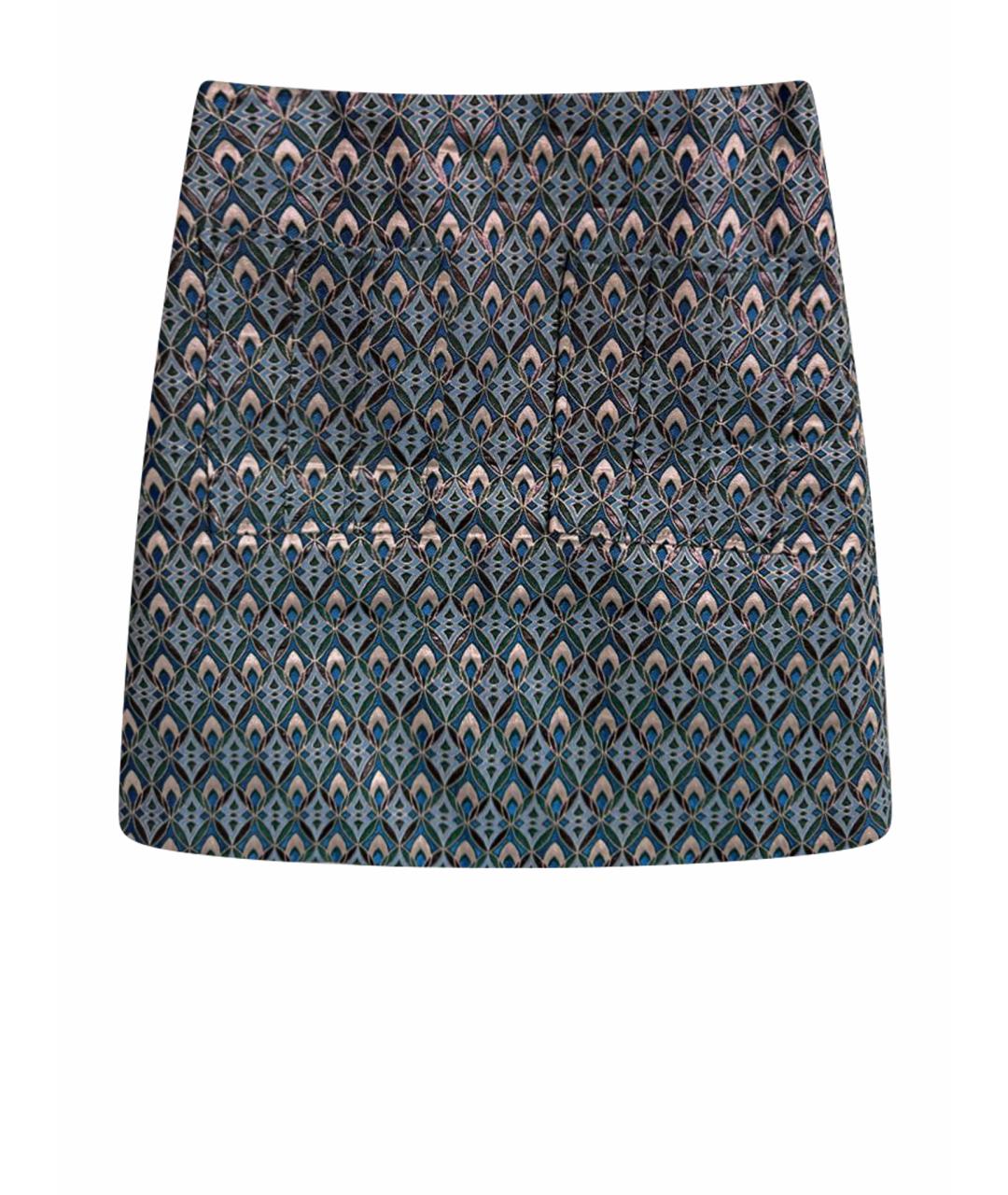 MAJE Синяя ацетатная юбка мини, фото 1