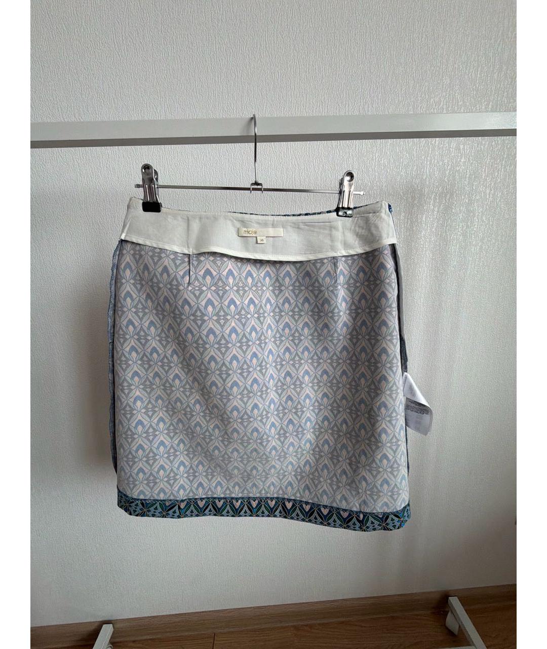 MAJE Синяя ацетатная юбка мини, фото 3