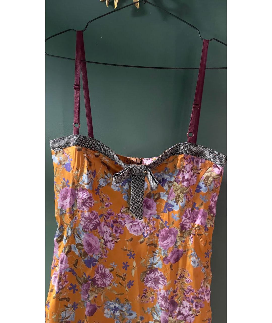 DOLCE&GABBANA Горчичное шелковое платье, фото 3