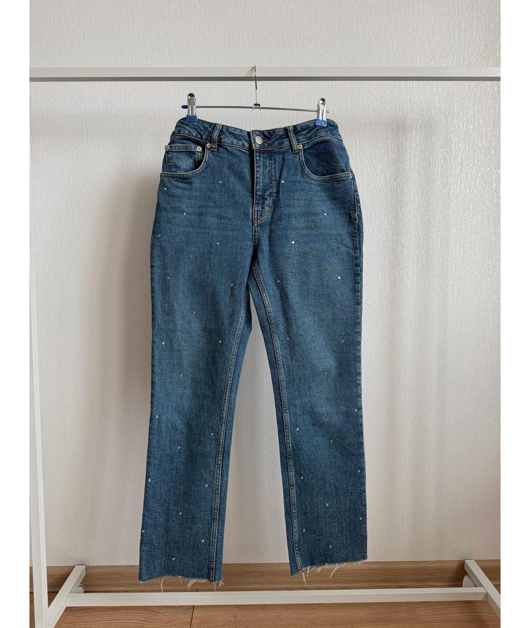 MAJE Темно-синие хлопковые прямые джинсы, фото 7
