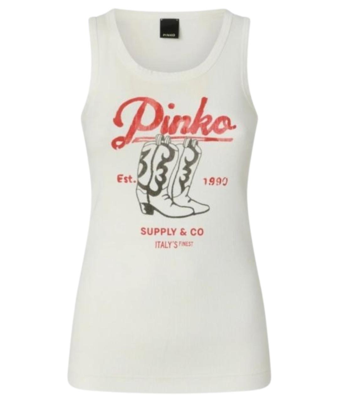 PINKO Белая хлопковая майка, фото 1