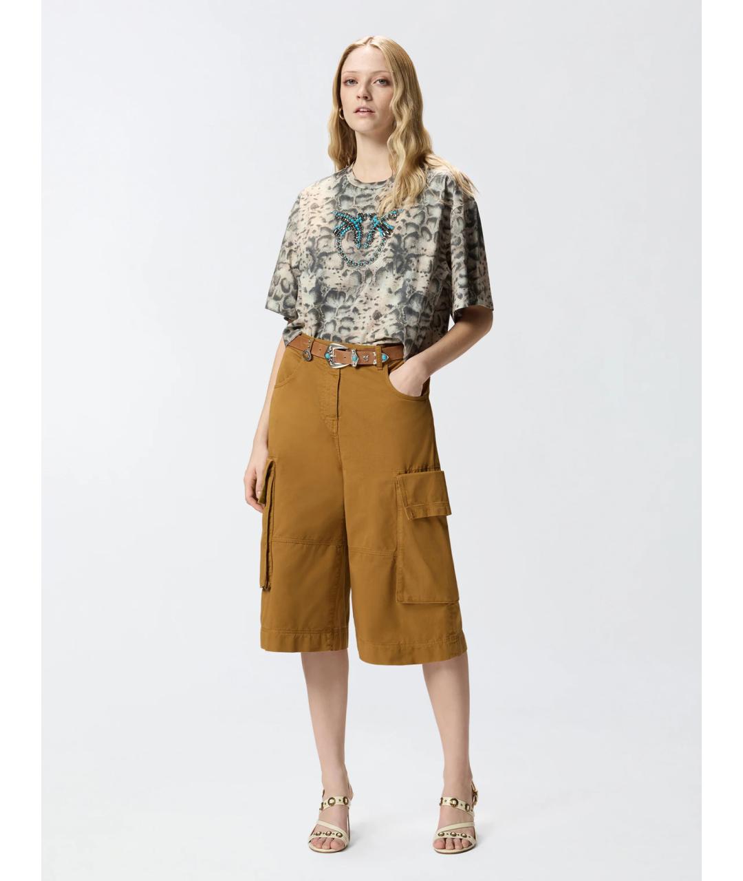 PINKO Коричневые хлопковые шорты, фото 2