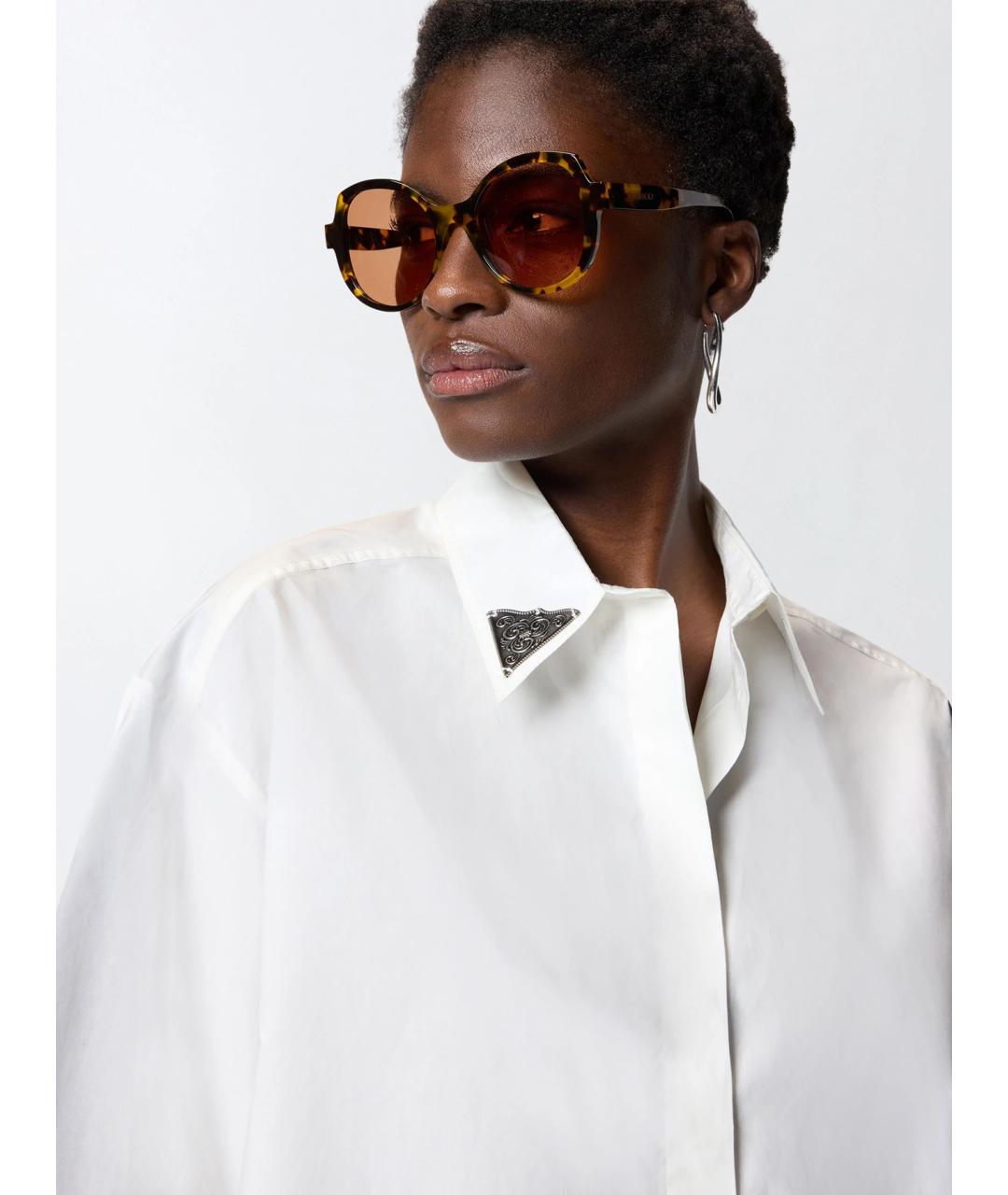 PINKO Белая хлопковая рубашка, фото 5