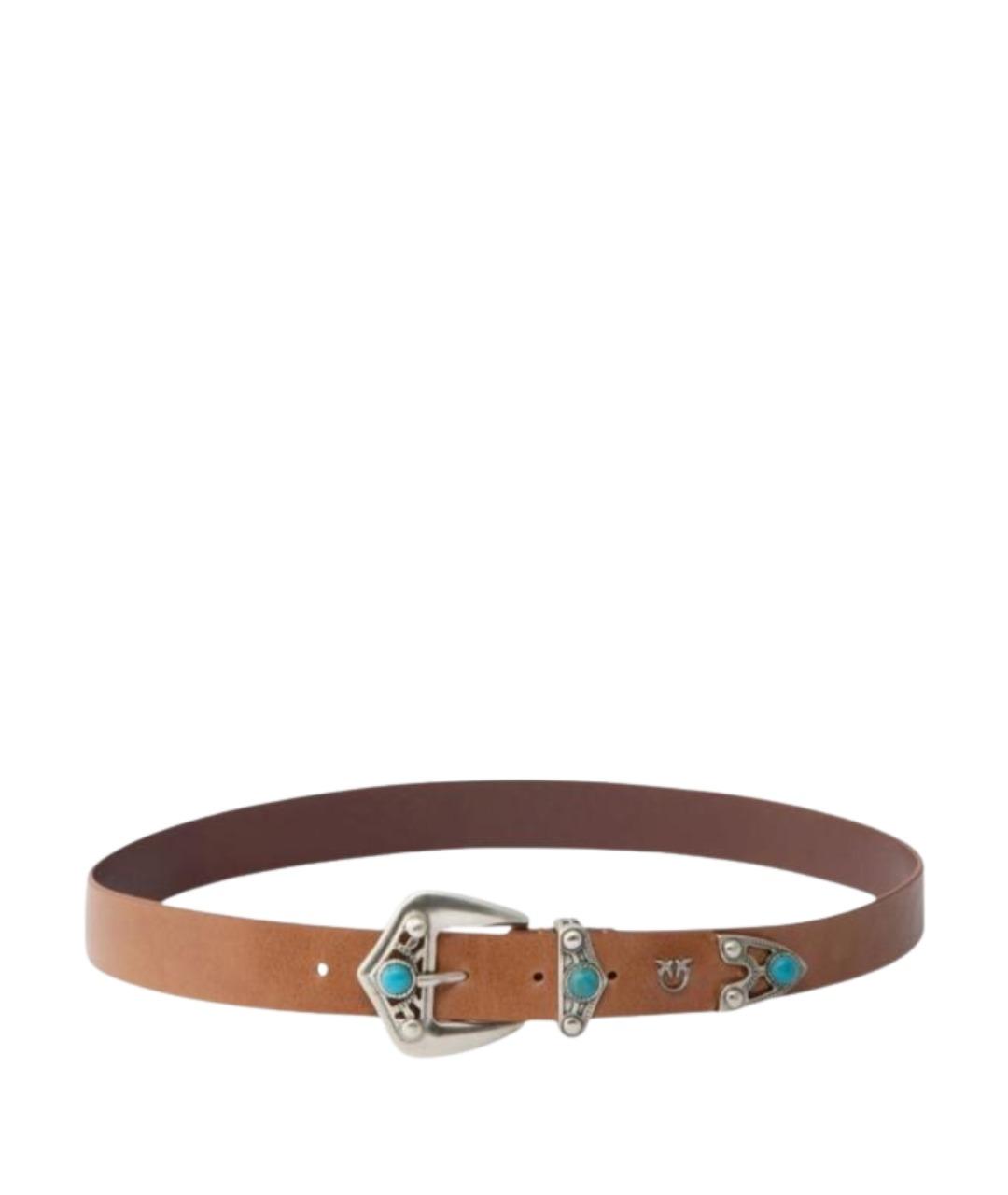 PINKO Коричневый кожаный ремень, фото 1