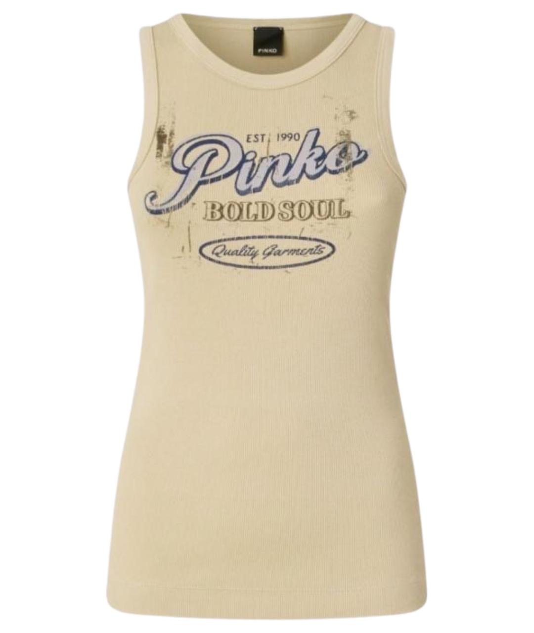 PINKO Бежевая хлопковая майка, фото 1