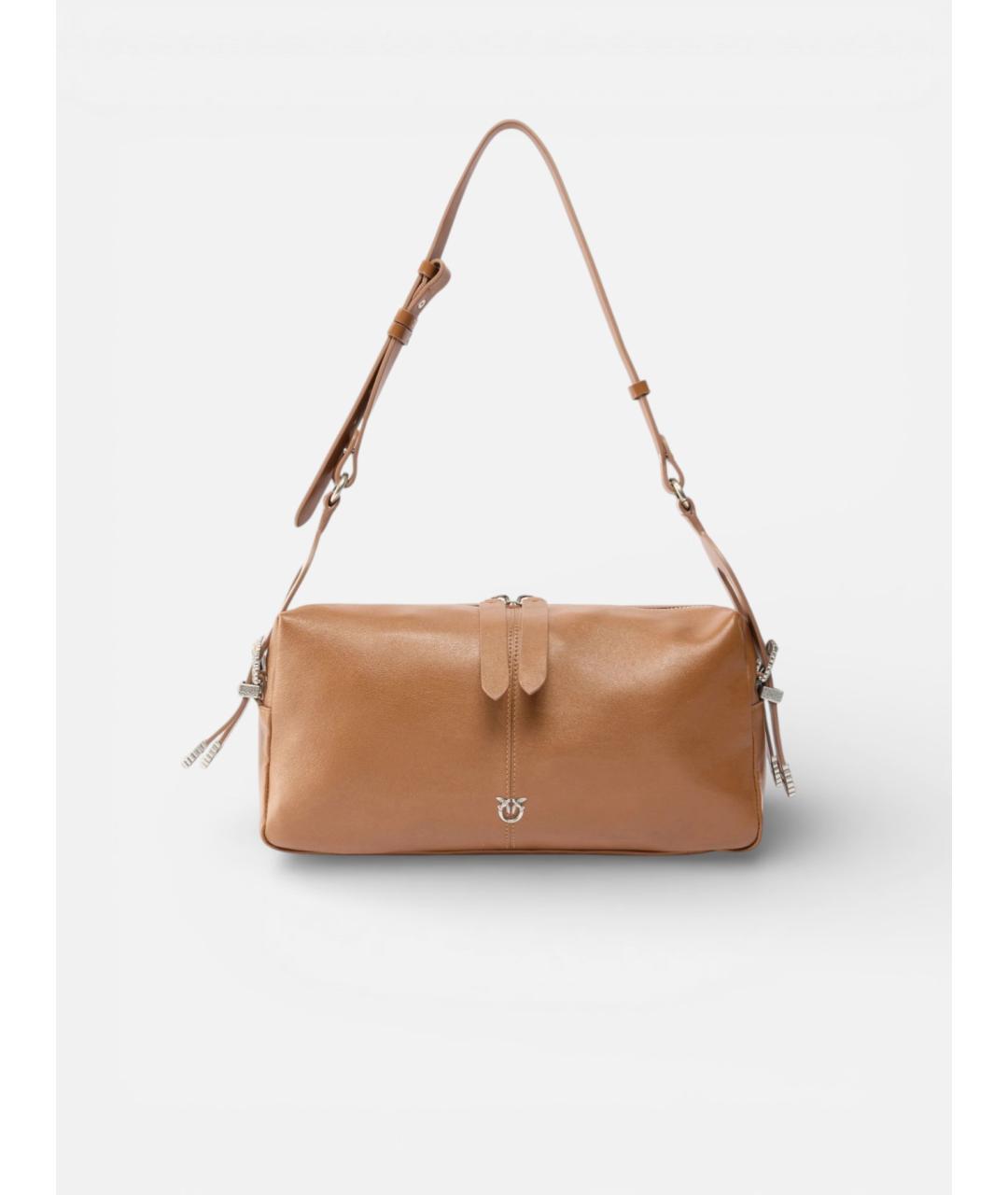 PINKO Бежевая кожаная сумка через плечо, фото 5