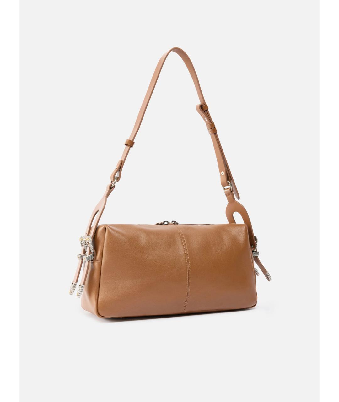 PINKO Бежевая кожаная сумка через плечо, фото 3