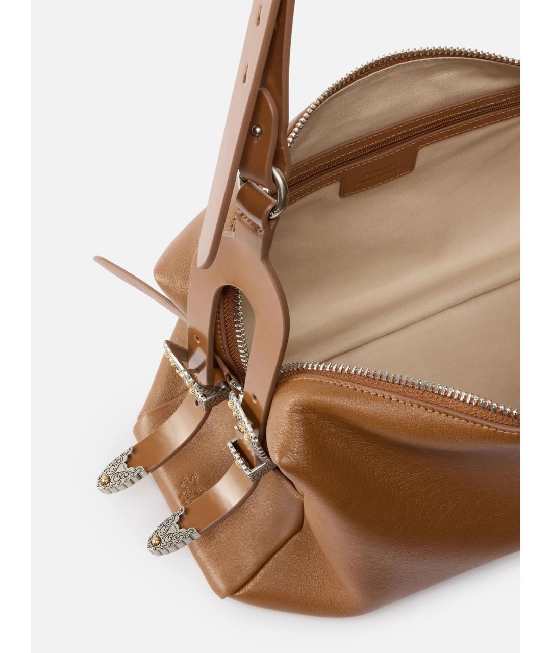 PINKO Бежевая кожаная сумка через плечо, фото 4