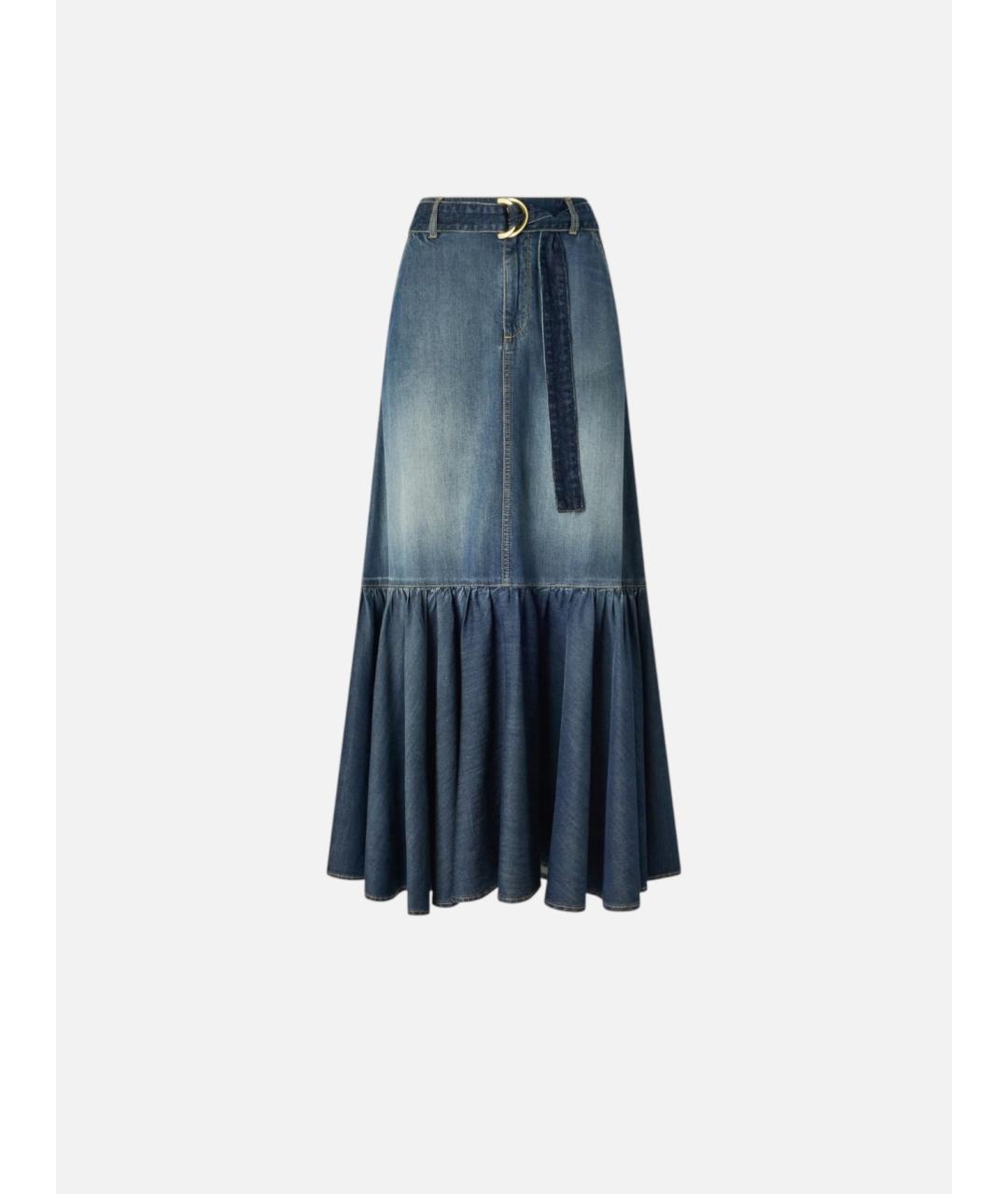 PINKO Синяя хлопковая юбка миди, фото 7