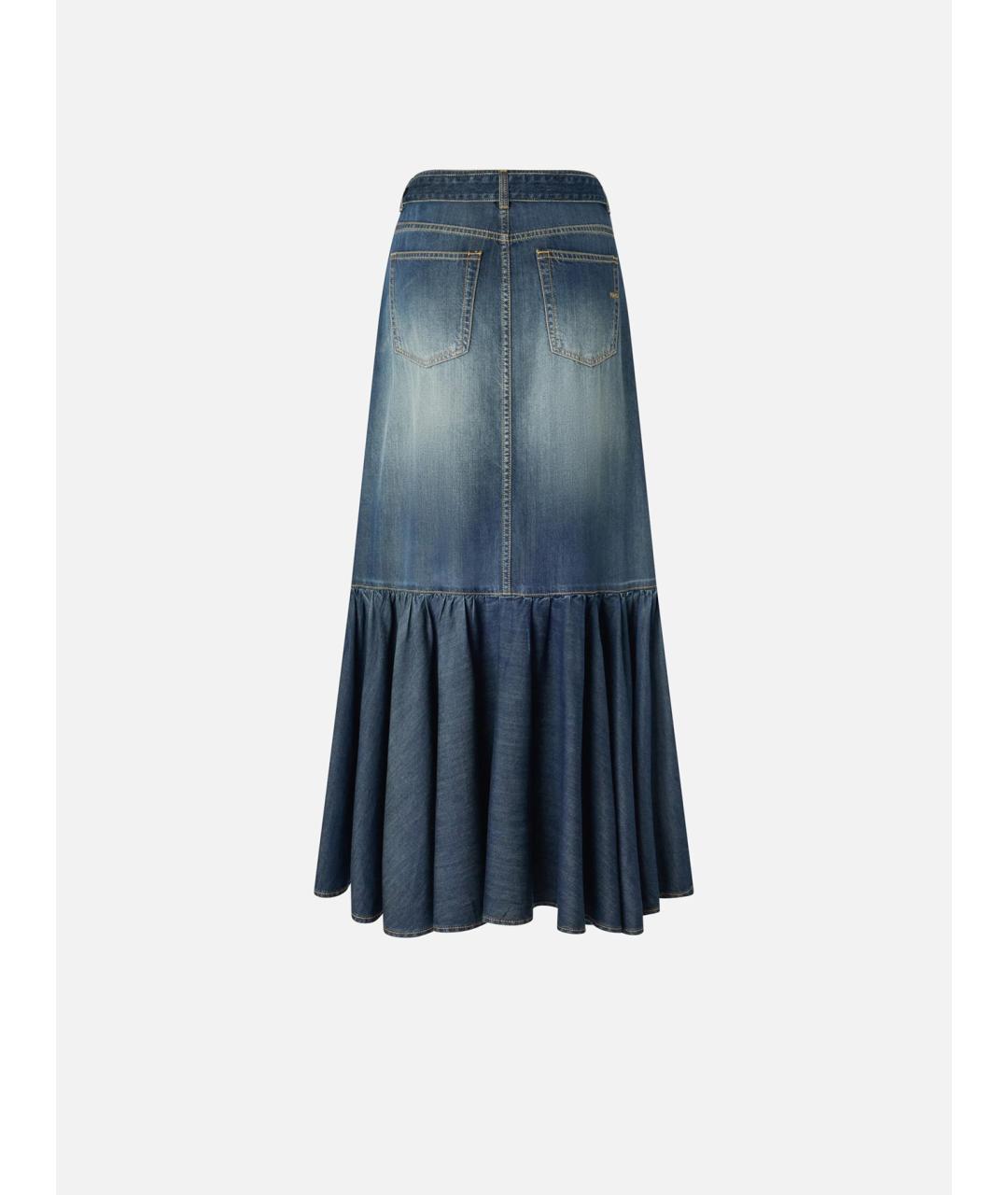 PINKO Синяя хлопковая юбка миди, фото 6