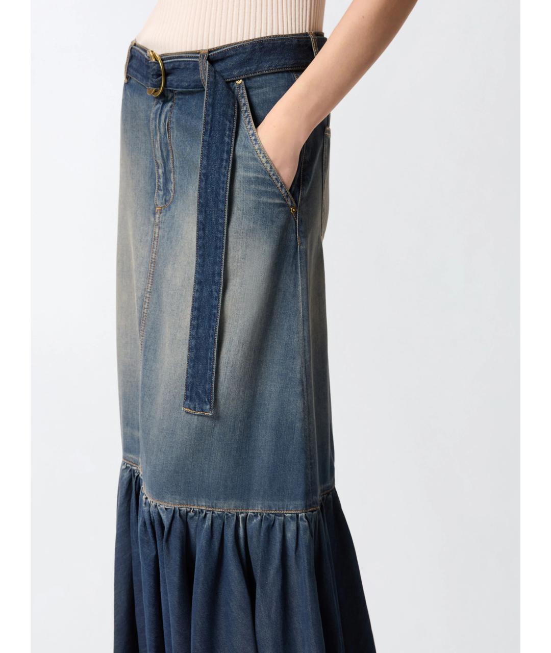 PINKO Синяя хлопковая юбка миди, фото 5