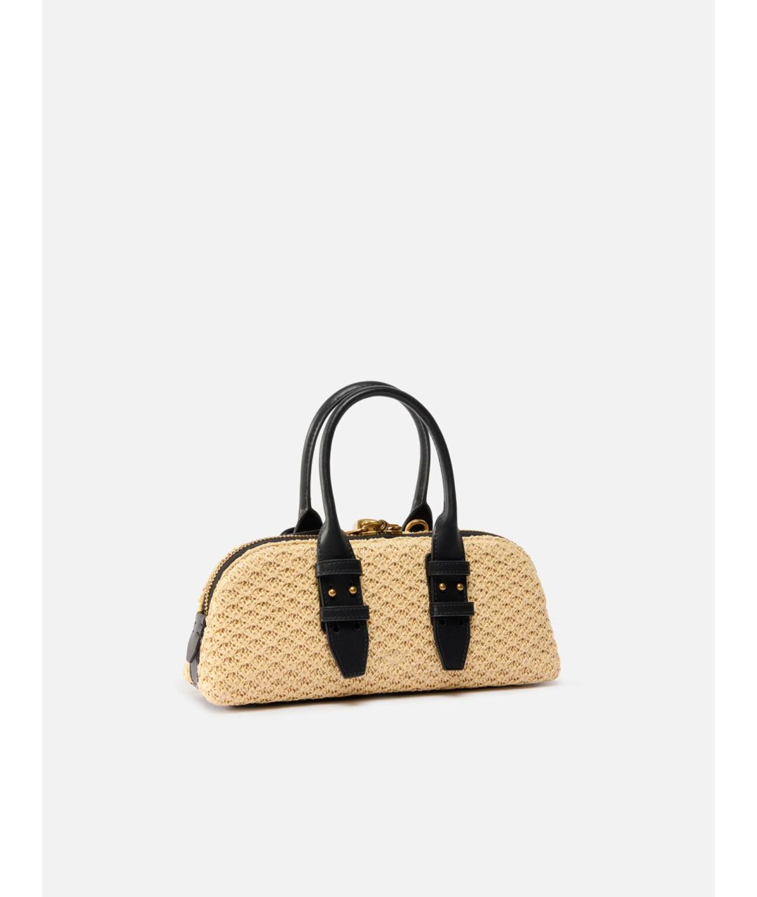 PINKO Бежевая пелетеная сумка с короткими ручками, фото 4