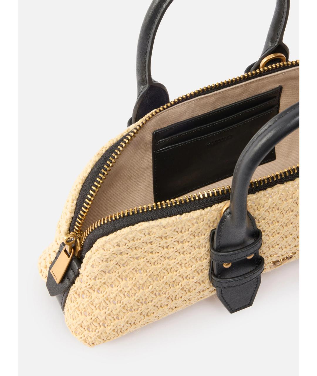 PINKO Бежевая пелетеная сумка с короткими ручками, фото 6