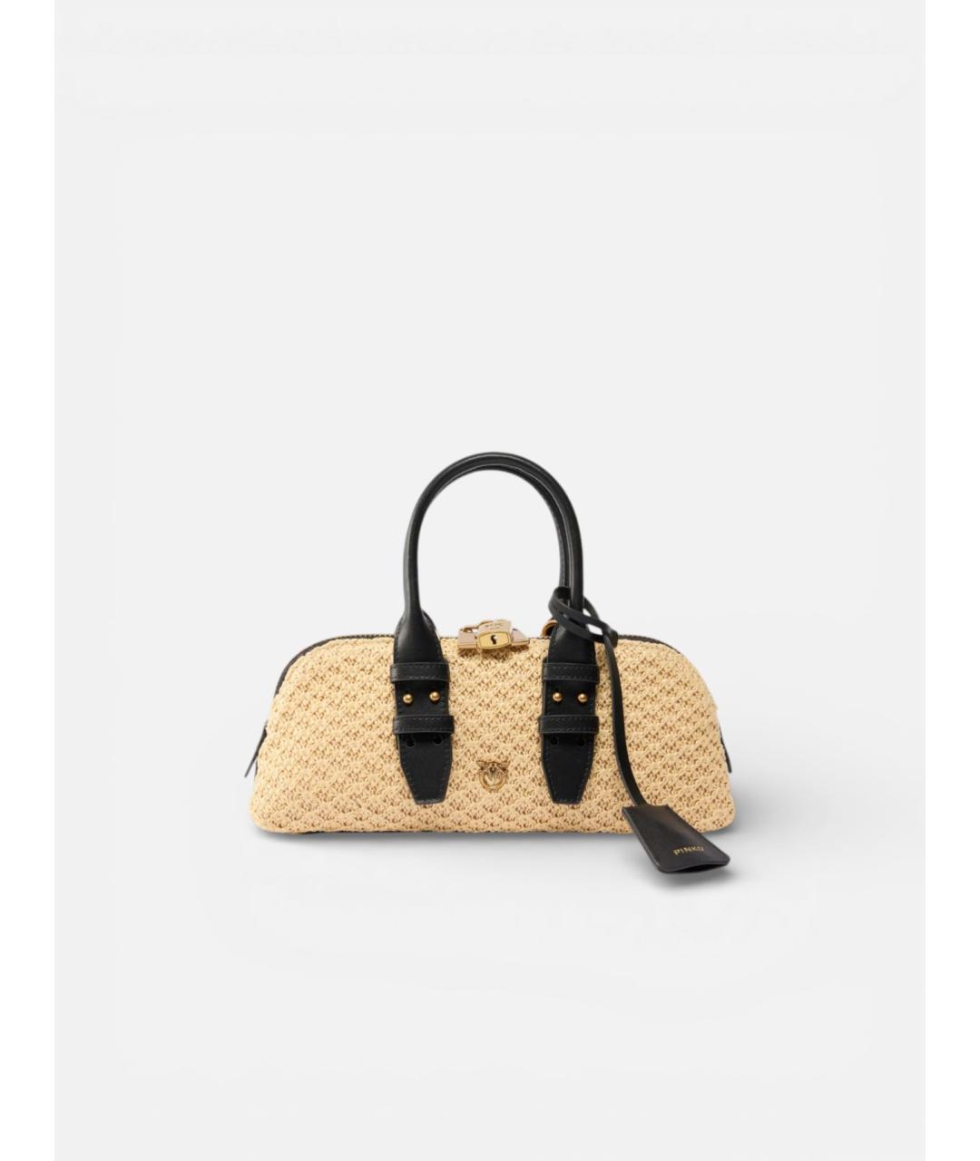 PINKO Бежевая пелетеная сумка с короткими ручками, фото 7
