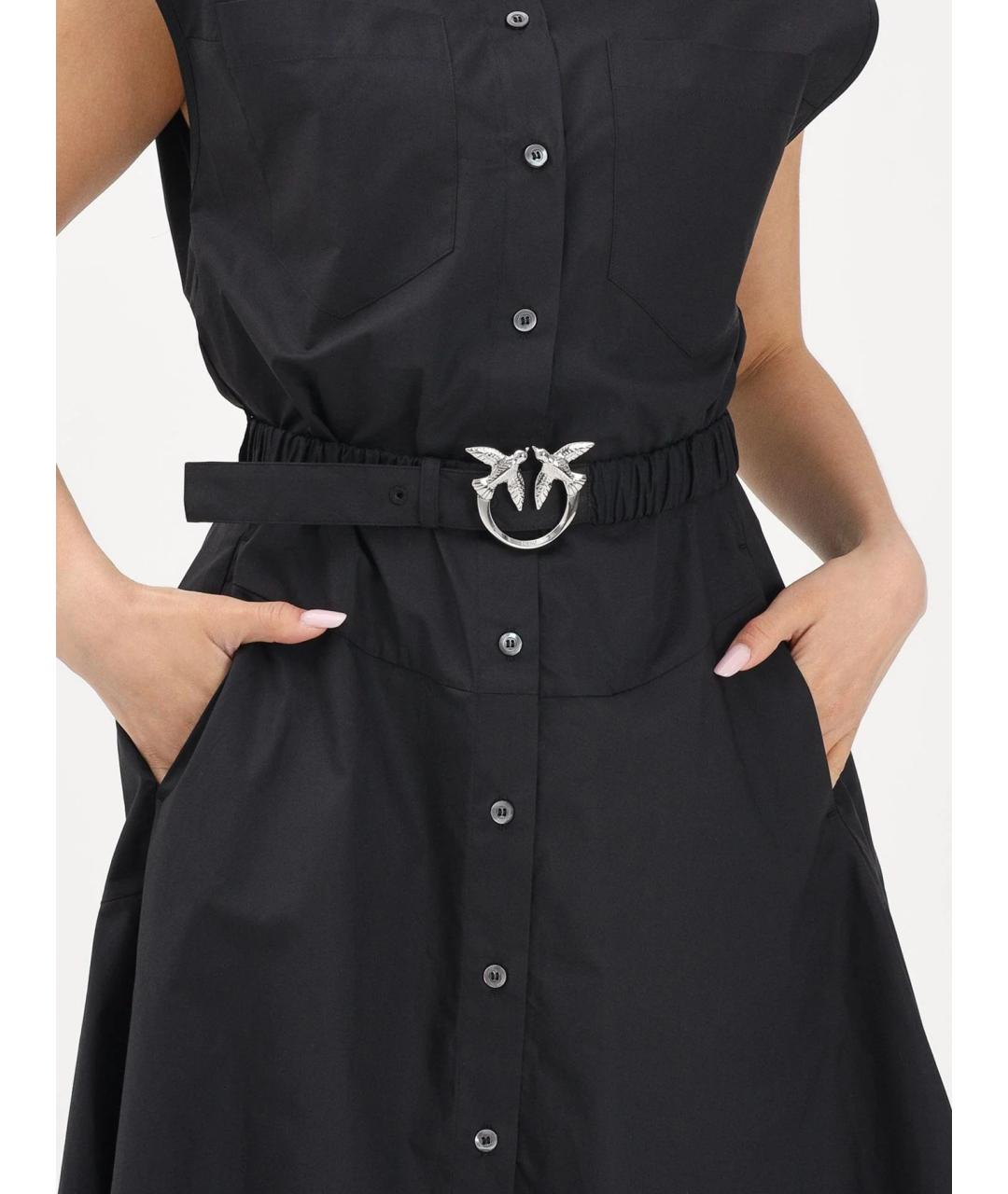 PINKO Черное хлопковое повседневное платье, фото 3