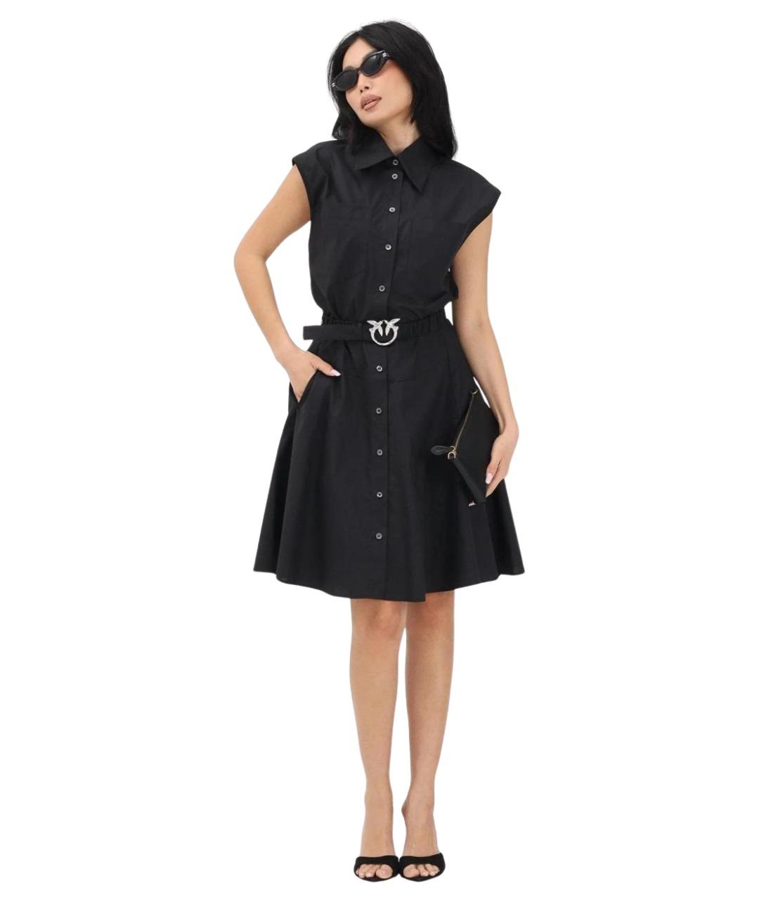 PINKO Черное хлопковое повседневное платье, фото 1