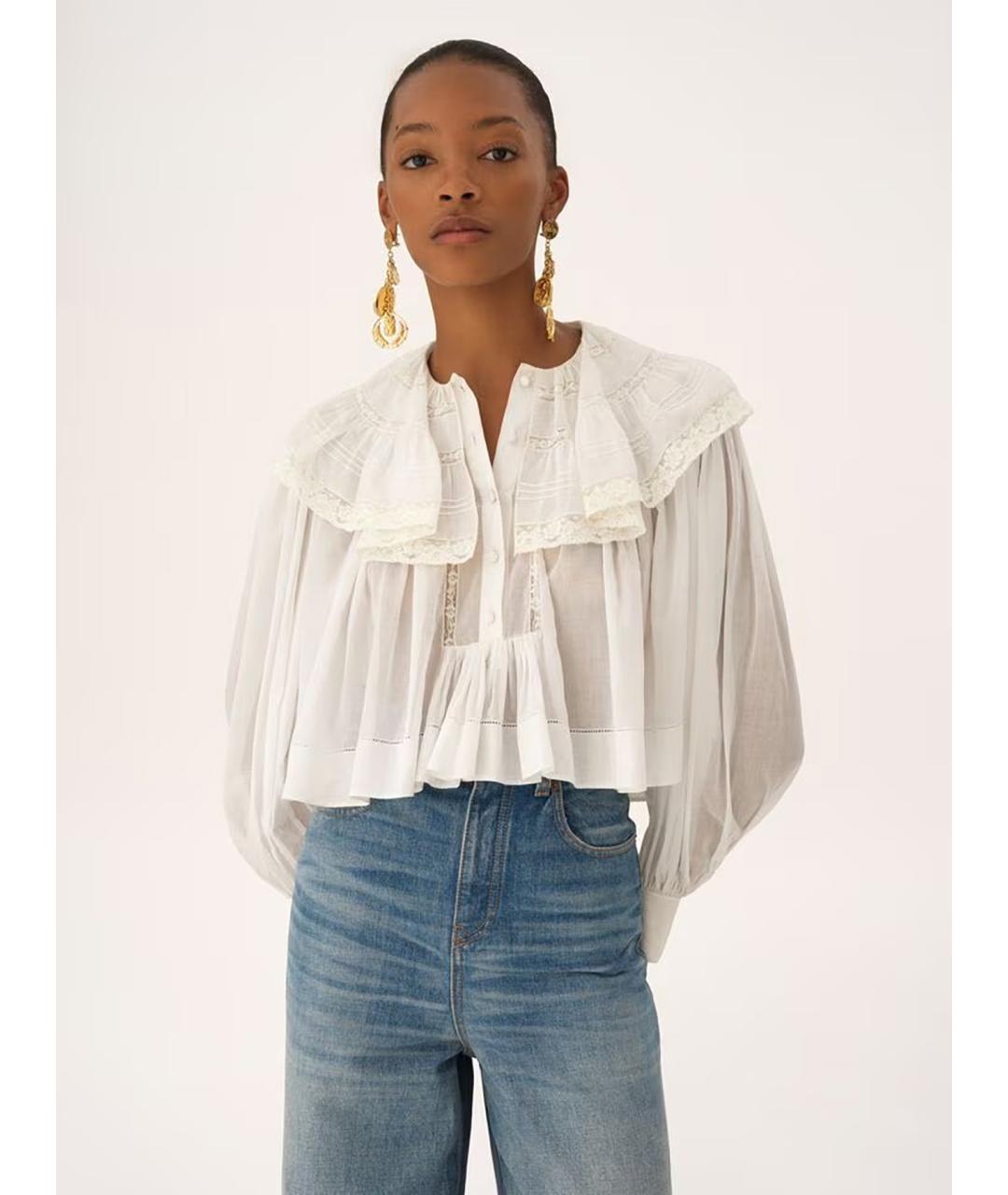 CHLOE Белая хлопковая блузы, фото 3