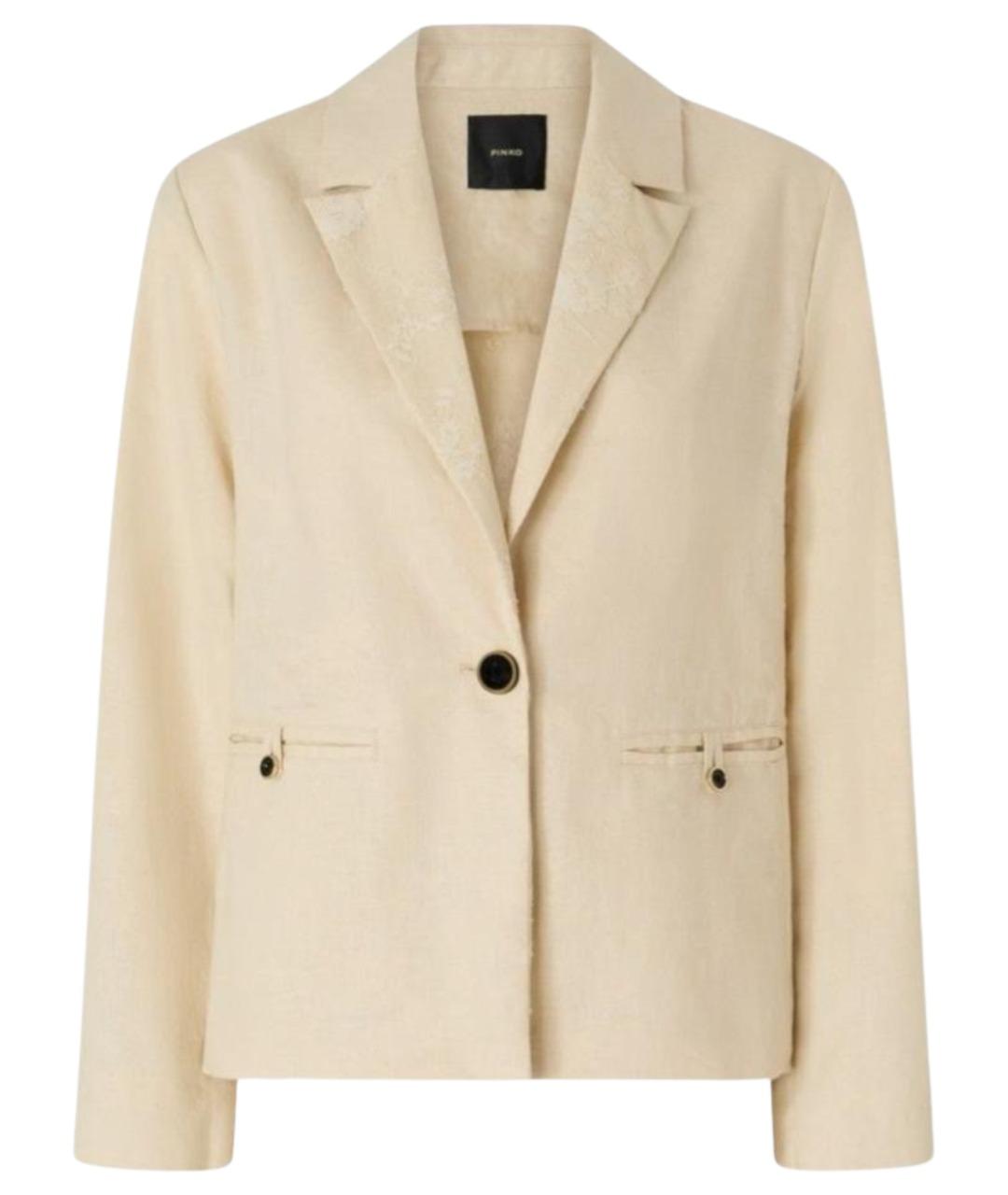 PINKO Бежевый льняной жакет/пиджак, фото 1