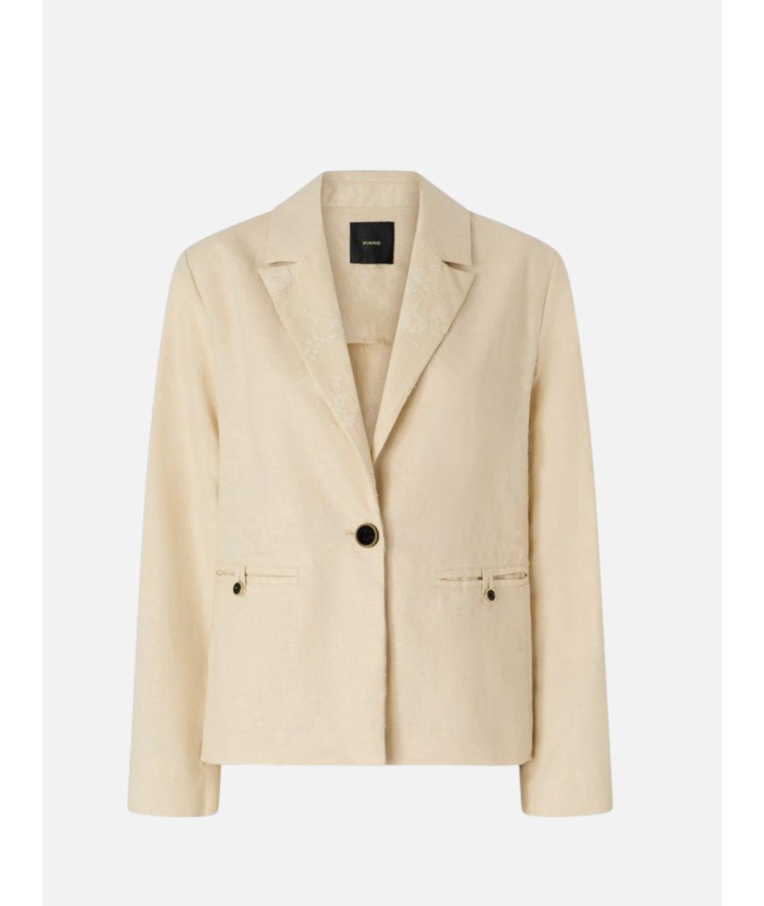 PINKO Бежевый льняной жакет/пиджак, фото 3