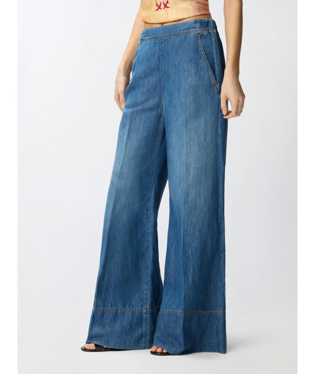 PINKO Синие хлопковые прямые джинсы, фото 3