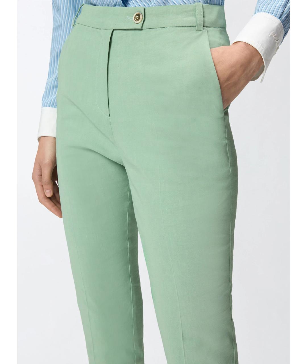 PINKO Зеленые льняные брюки узкие, фото 5