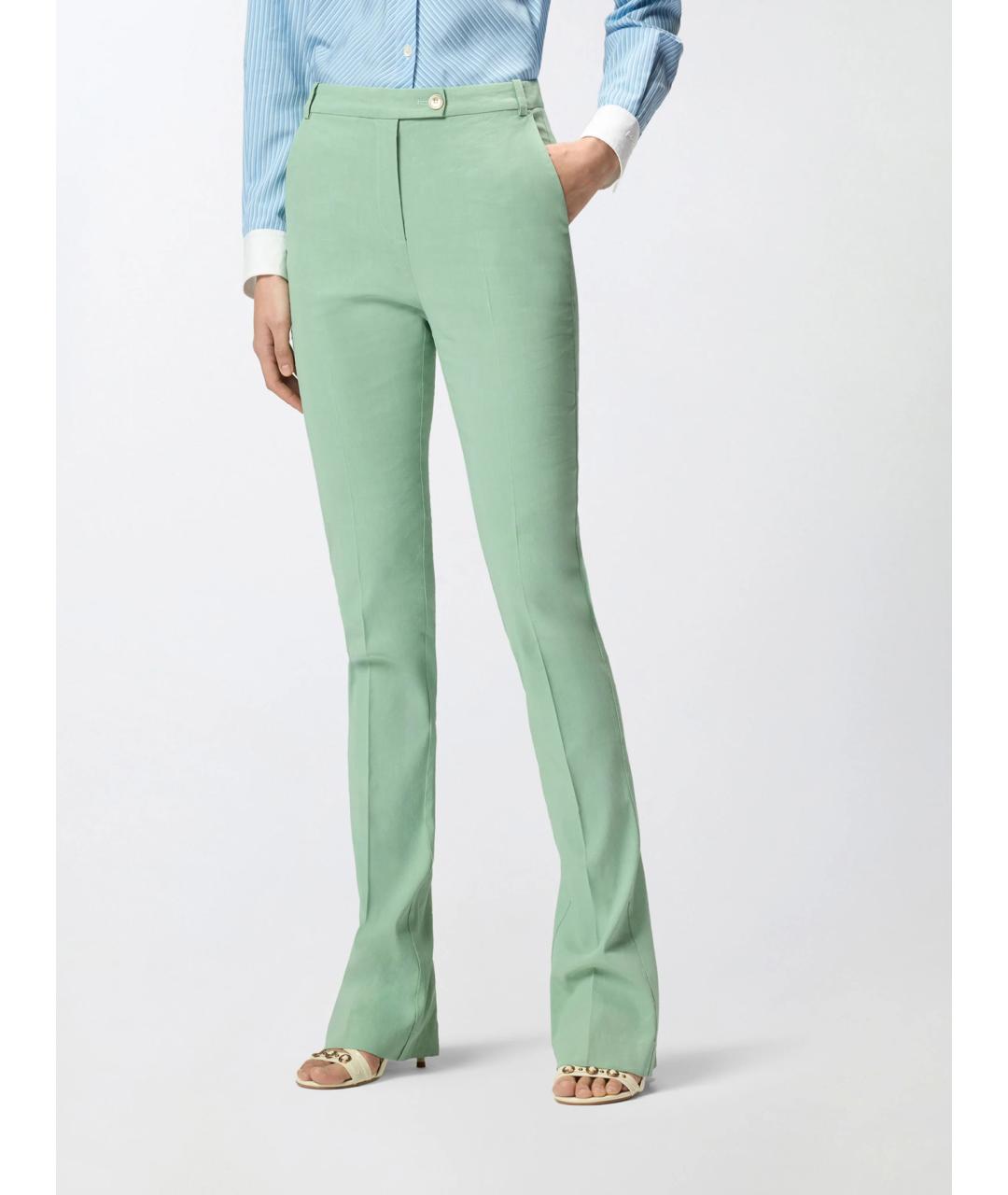PINKO Зеленые льняные брюки узкие, фото 3