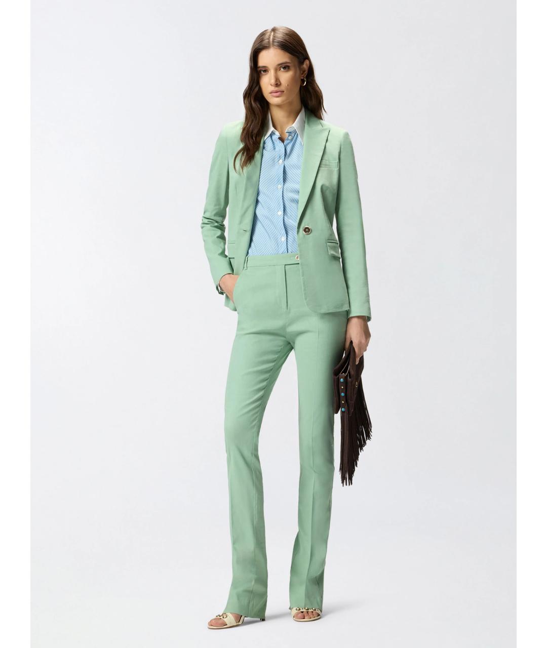 PINKO Зеленые льняные брюки узкие, фото 2