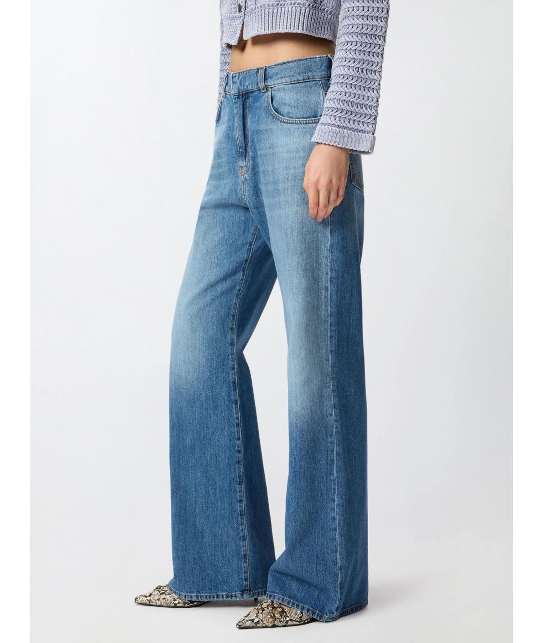 PINKO Голубые хлопковые прямые джинсы, фото 3