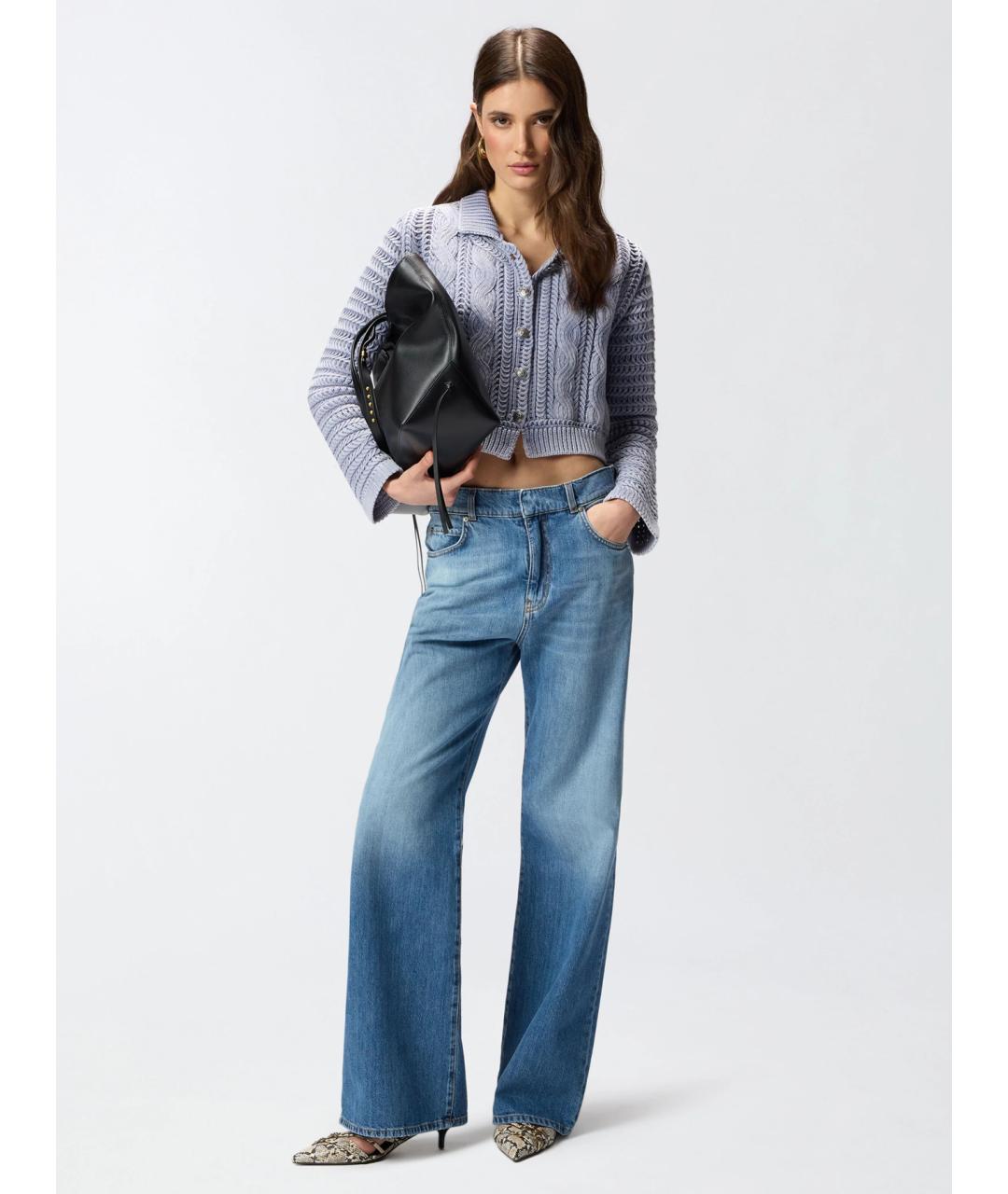 PINKO Голубые хлопковые прямые джинсы, фото 2