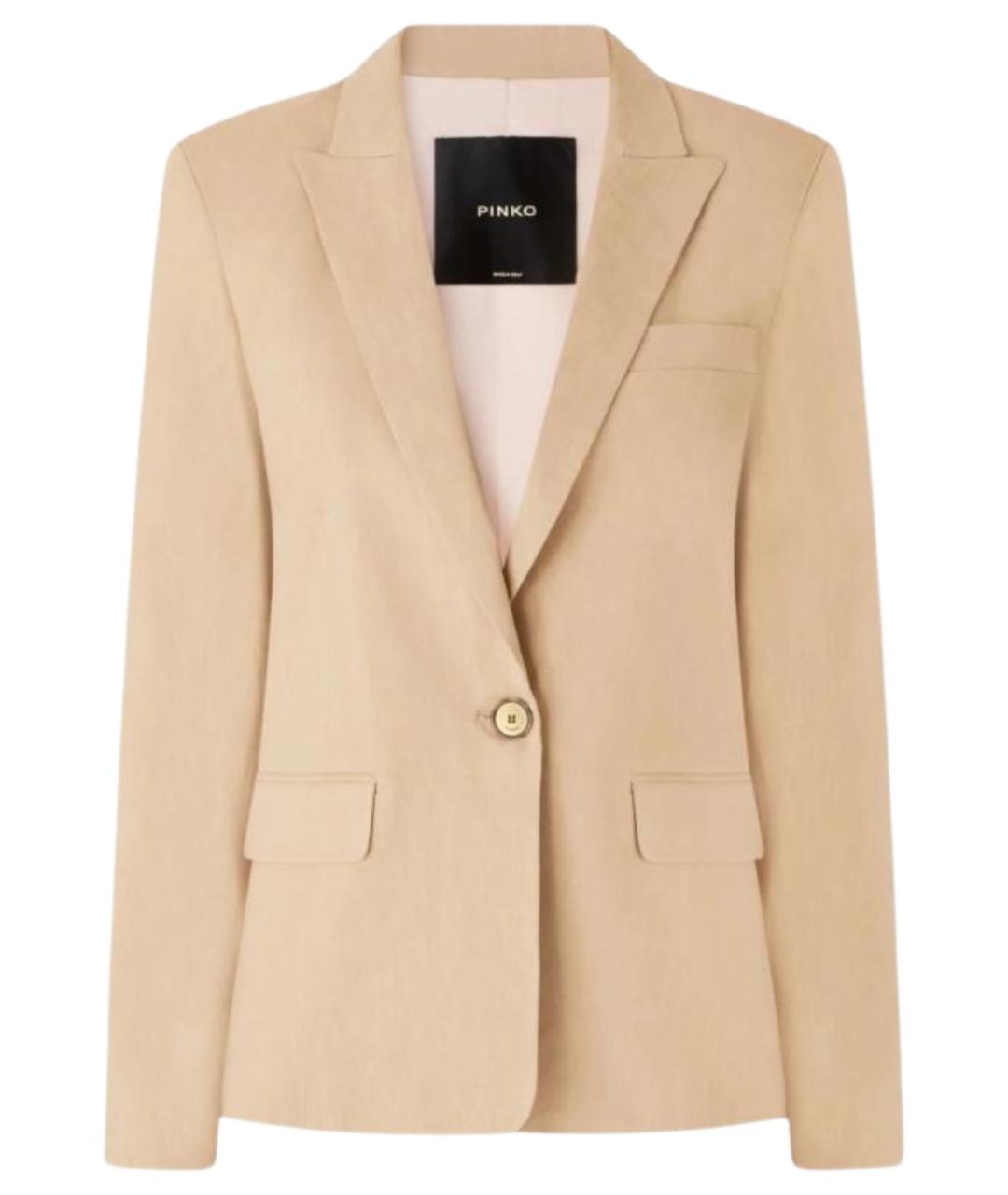 PINKO Бежевый льняной жакет/пиджак, фото 1